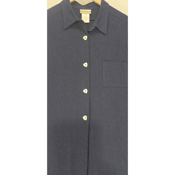 Coldwater Creek Womens 2-Piece Set Linen Tunic Top Crop Pants Blue Lagenlook XL - Picture 15 of 16